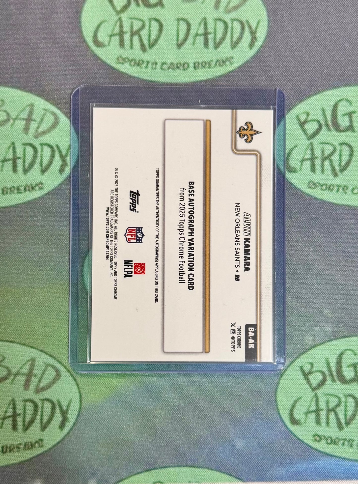 Alvin Kamara Topps Chrome True Gold /50 On Card Auto