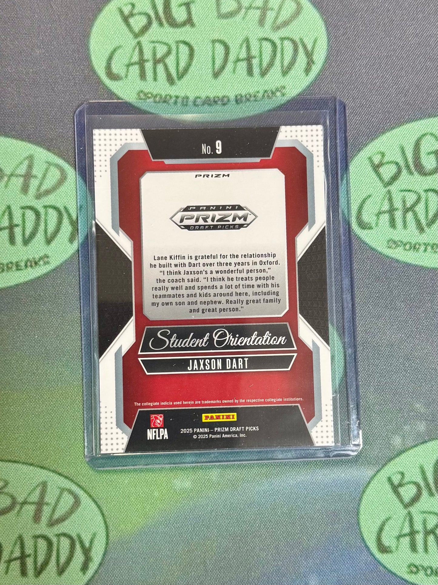 Jaxson Dart Prizm Draft Student Orientation Gold Ice