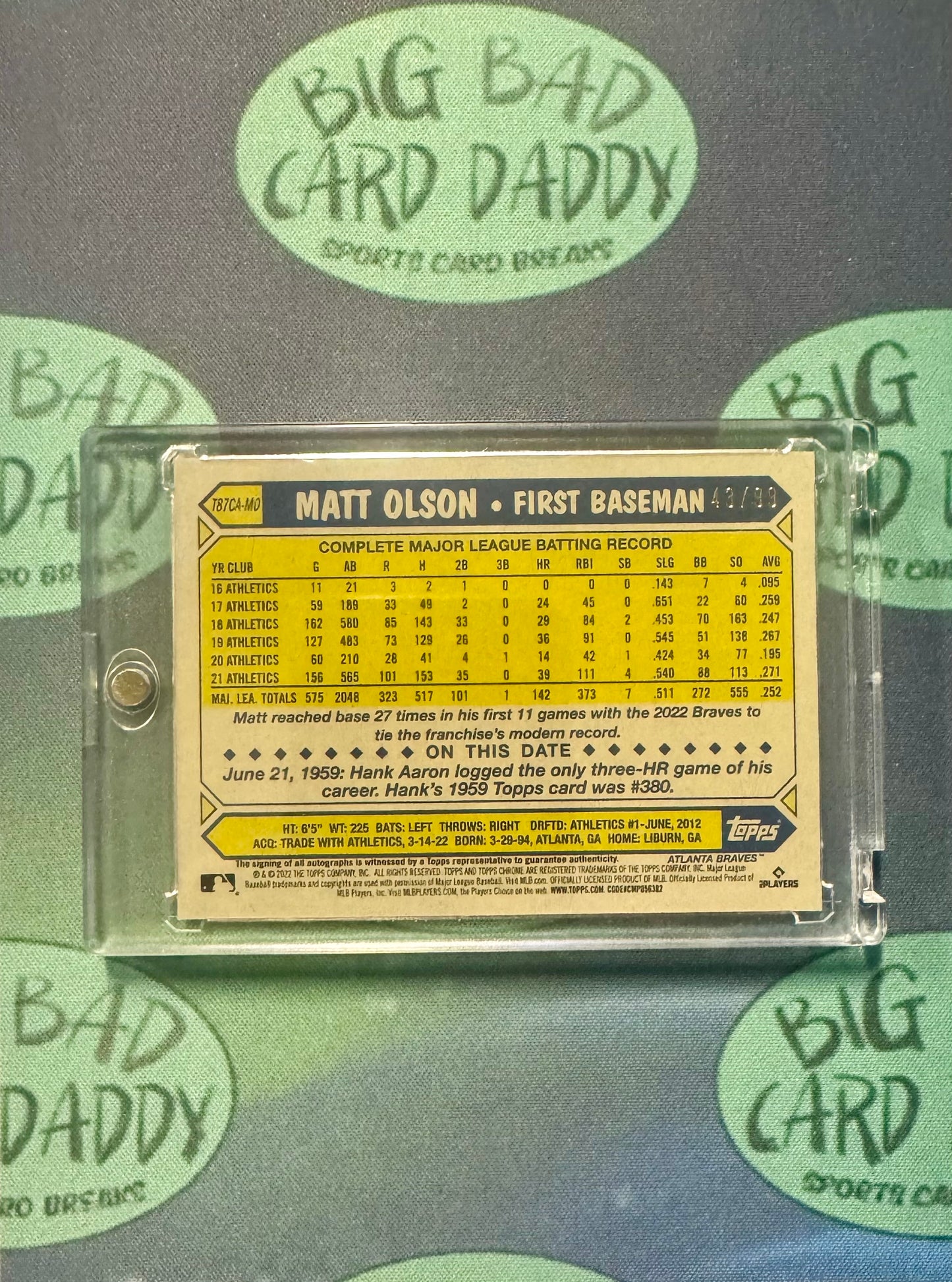 Matt Olson Topps Chrome Mojo Auto /99