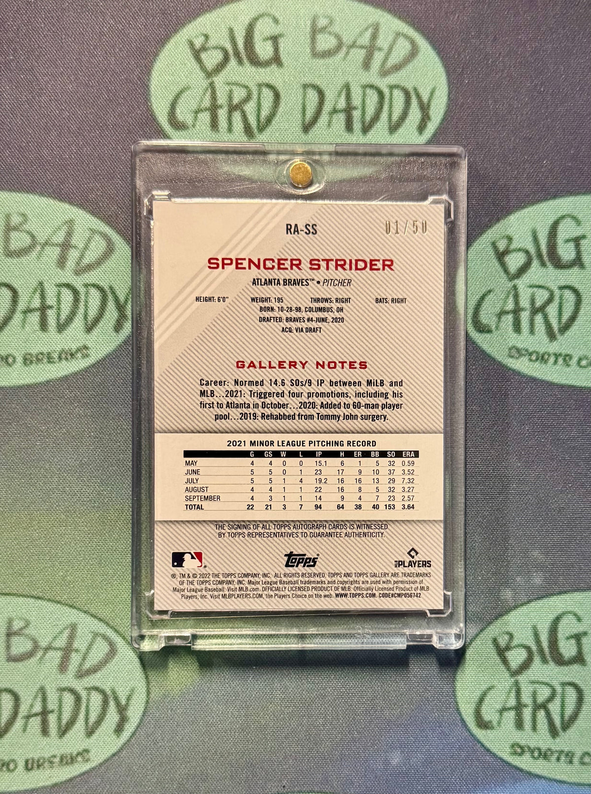 Spencer Strider Topps Gallery Auto /50