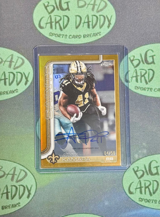 Alvin Kamara Topps Chrome True Gold /50 On Card Auto