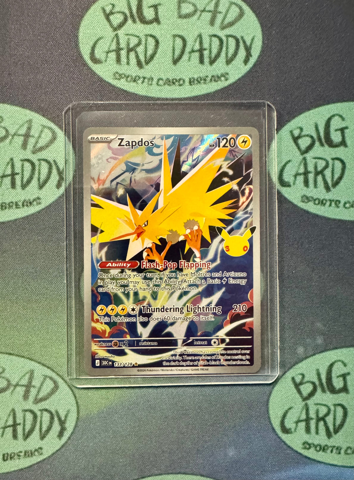 Zapdos Illustration Rare 133/128 30th Celebration