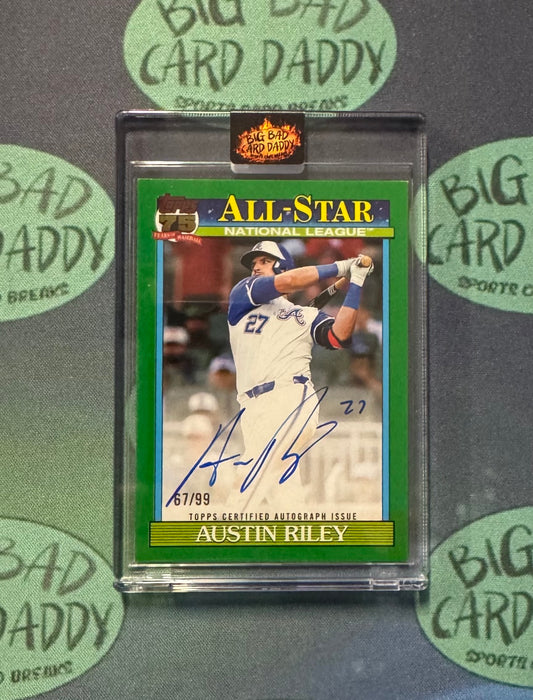 Austin Riley Topps All-Star green autograph card numbered 67/99
