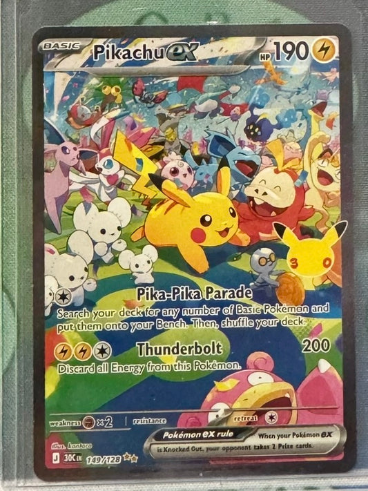 Pikachu ex 149/128 30th Celebration card